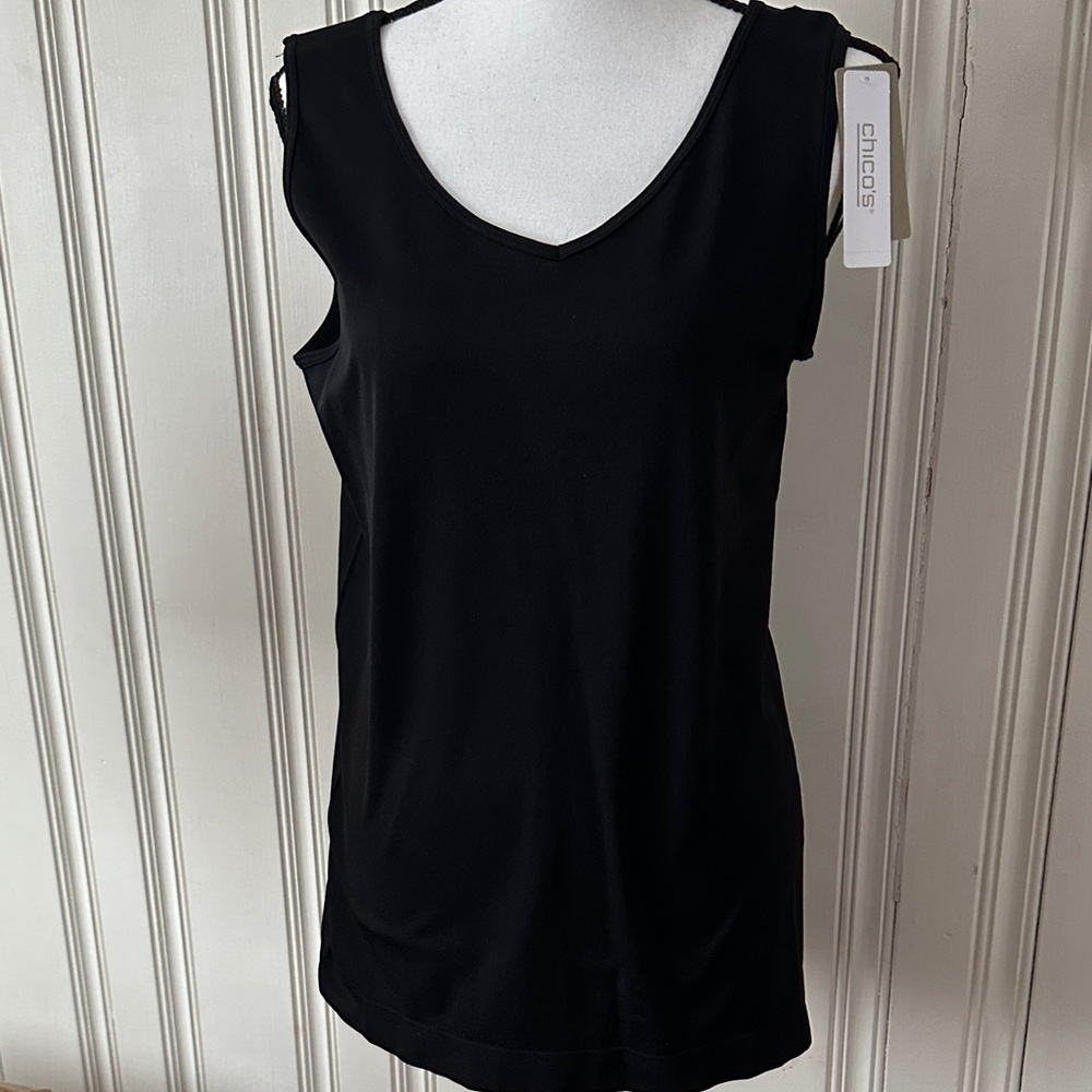 Chico's Classic Black Tank Top Size 2 NWT